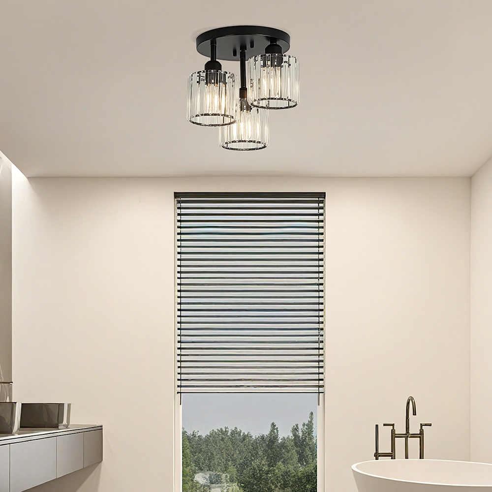 Moderne Kristallen Semi-Flush Plafondlamp | Sfeervolle LED Verlichting voor Slaapkamer – CrystalGlow Ceiling Light