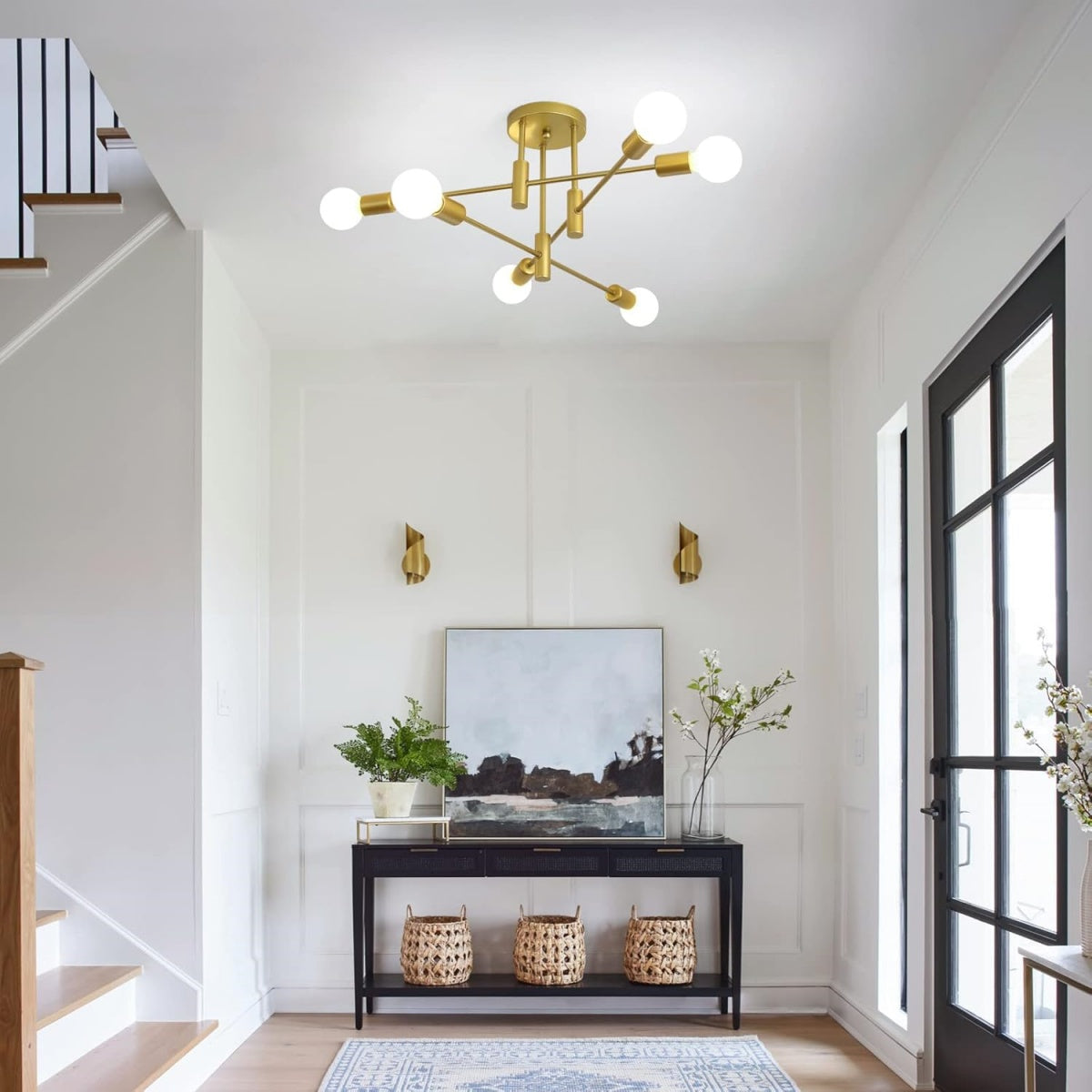 Moderne Zwarte Plafondlamp in Nordic Stijl | Minimalistisch Design voor Woonkamer of Hal – NordBlack Ceiling Light
