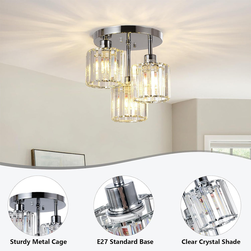 Moderne Kristallen Semi-Flush Plafondlamp | Sfeervolle LED Verlichting voor Slaapkamer – CrystalGlow Ceiling Light