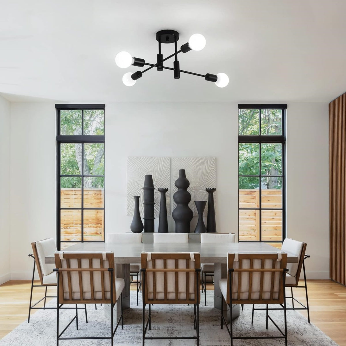 Moderne Zwarte Plafondlamp in Nordic Stijl | Minimalistisch Design voor Woonkamer of Hal – NordBlack Ceiling Light