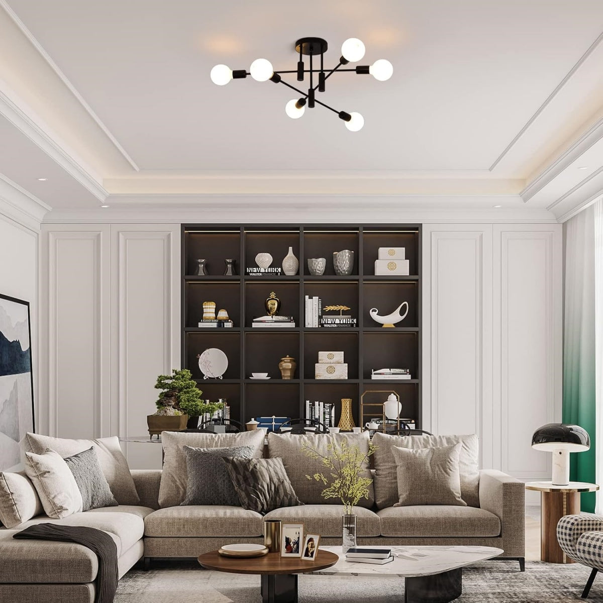 Moderne Zwarte Plafondlamp in Nordic Stijl | Minimalistisch Design voor Woonkamer of Hal – NordBlack Ceiling Light