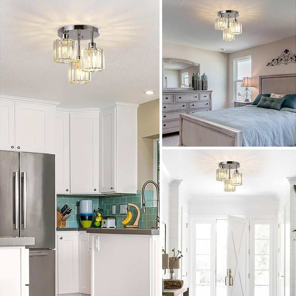 Moderne Kristallen Semi-Flush Plafondlamp | Sfeervolle LED Verlichting voor Slaapkamer – CrystalGlow Ceiling Light
