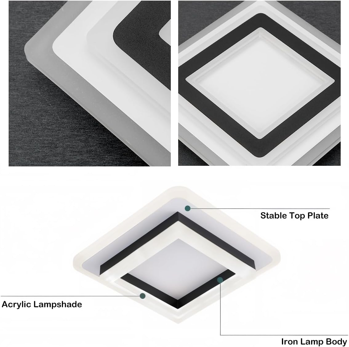 Vierkante LED Plafondlamp voor Hal | Moderne Opbouwlamp voor Gang of Overloop – SquareGlow Hall Light