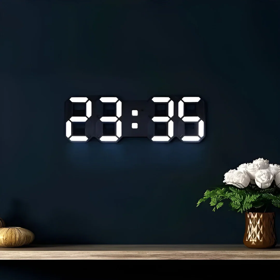 Moderne 3D LED Digitale Wandklok | Grote Dimbare Klok met Tijd-, Datum- en Temperatuurweergave – TimeView 3D