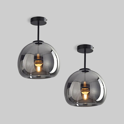 Set van 2 Moderne Koperkleurige Glazen Plafondlampen | Sfeervolle Verlichting voor Hal of Overloop – CopperGlow Duo