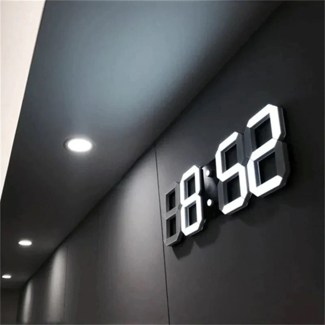 Moderne 3D LED Digitale Wandklok | Grote Dimbare Klok met Tijd-, Datum- en Temperatuurweergave – TimeView 3D
