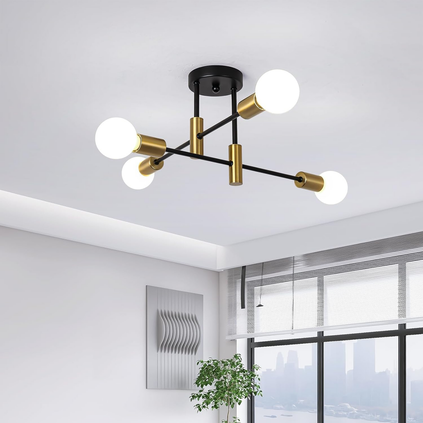 Moderne Zwarte Plafondlamp in Nordic Stijl | Minimalistisch Design voor Woonkamer of Hal – NordBlack Ceiling Light