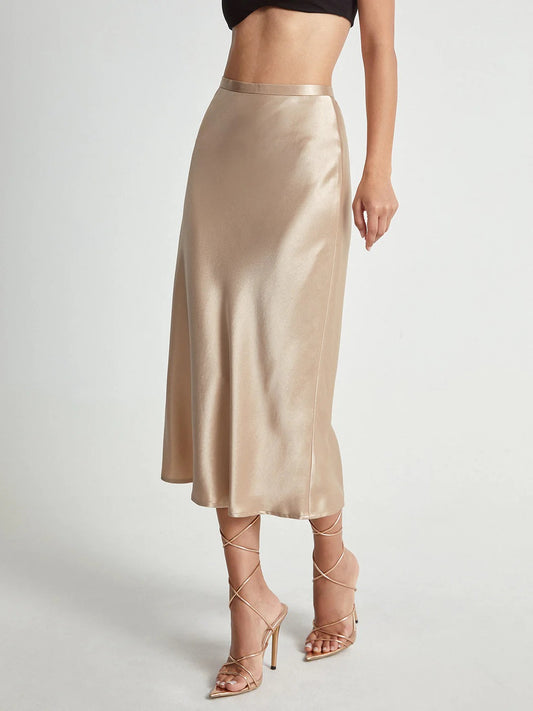Satijnen Midi Rok Dames | Elegante Glanzende Rok voor Zomer & Feest