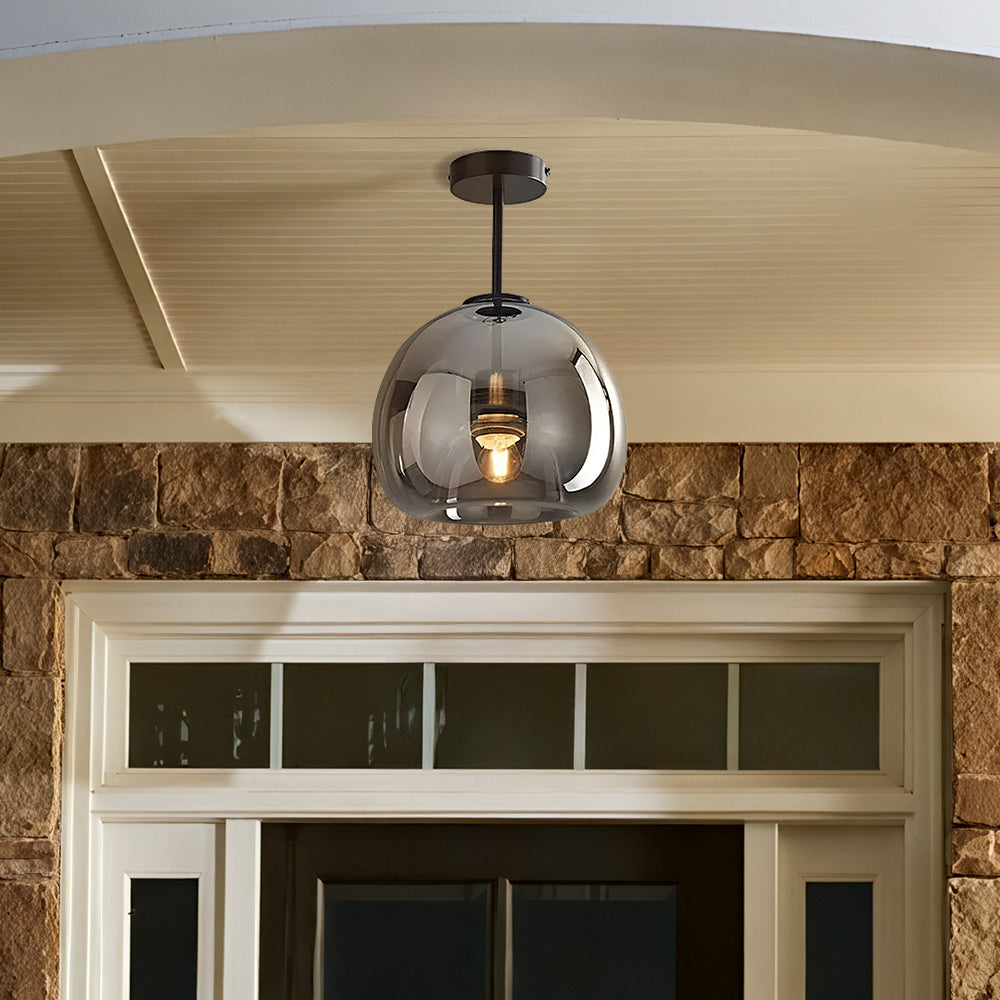 Retro Plafondlamp van Koper en Glas | Moderne Vintage Stijl voor Woonkamer of Hal – CopperGlow Ceiling Light