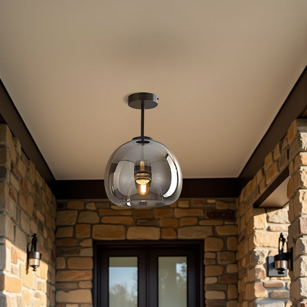 Retro Plafondlamp van Koper en Glas | Moderne Vintage Stijl voor Woonkamer of Hal – CopperGlow Ceiling Light