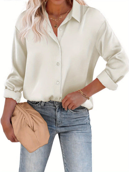 Dames Blouse met Klassieke Kraag & Vloeiend Silhouet – Elegant & Veelzijdig – Juline