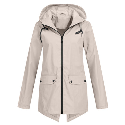 Halflang Regenjack Met Rits En Capuchon