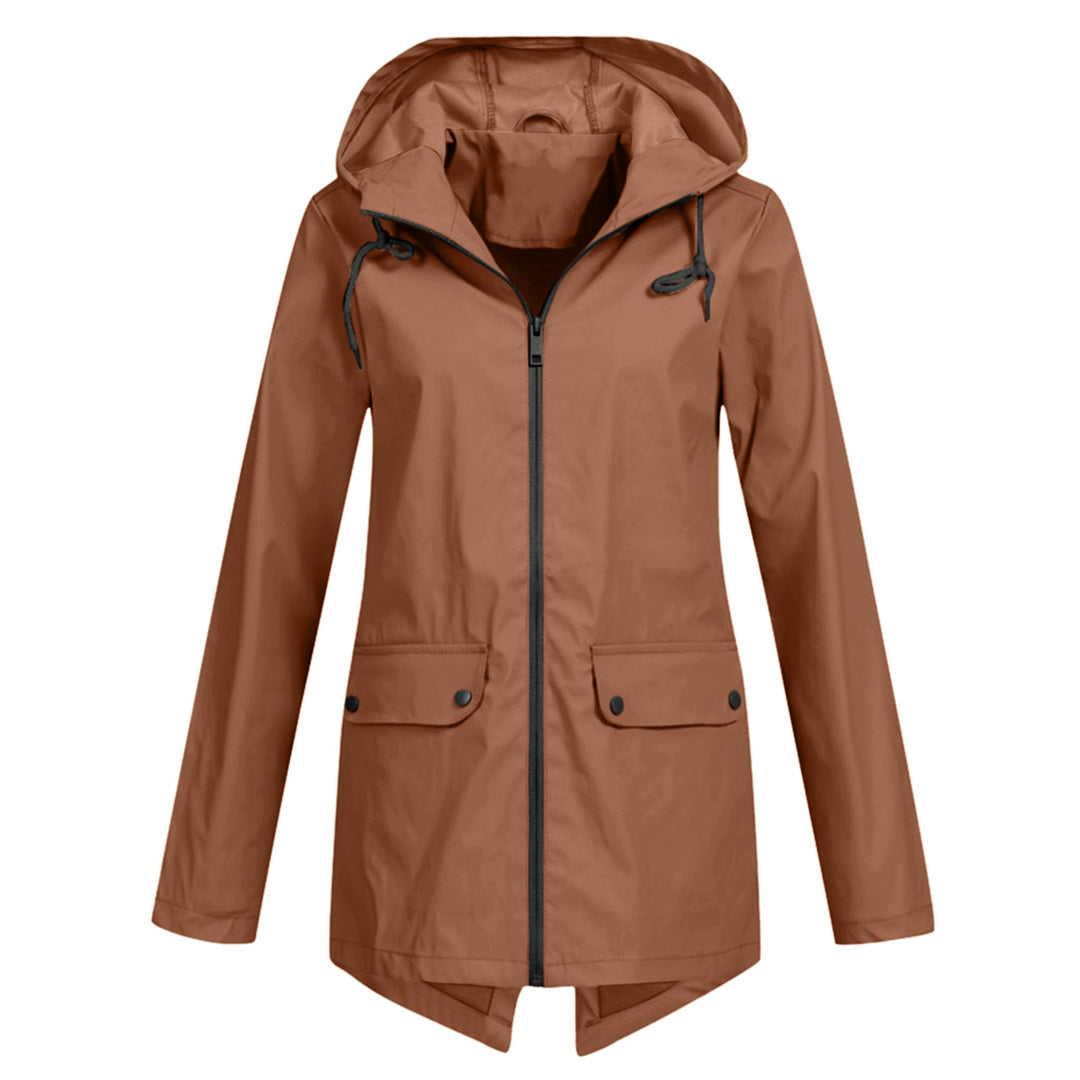Halflang Regenjack Met Rits En Capuchon