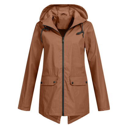 Halflang Regenjack Met Rits En Capuchon