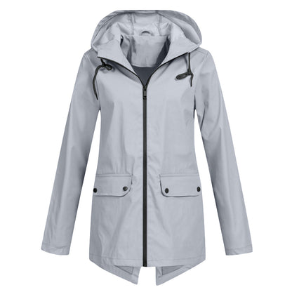 Halflang Regenjack Met Rits En Capuchon