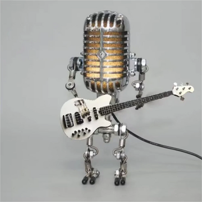 Guitarlamp Robotlamp met Gitaar | Unieke Industriële Tafellamp van Metaal – GuitaroBot Light