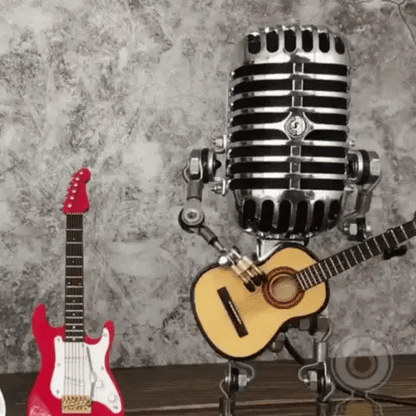 Guitarlamp Robotlamp met Gitaar | Unieke Industriële Tafellamp van Metaal – GuitaroBot Light