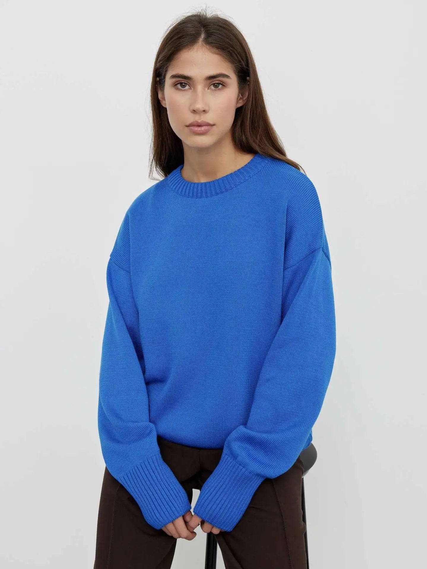 Oversized Trui Met Ronde Hals | Lange Mouwen