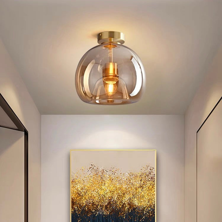 Set van 2 Moderne Koperkleurige Glazen Plafondlampen | Sfeervolle Verlichting voor Hal of Overloop – CopperGlow Duo