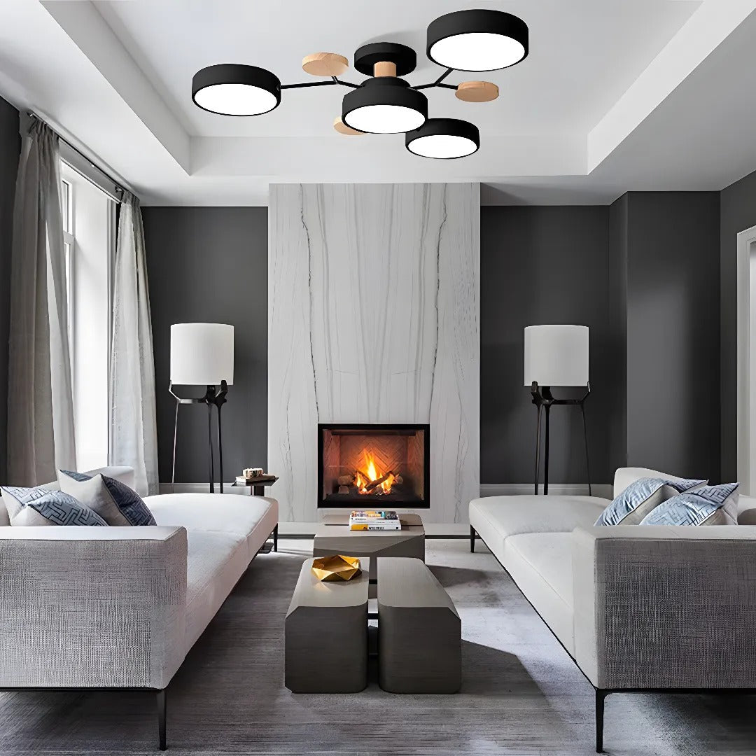 Moderne Ronde LED Plafondlamp van IJzer | Half-inbouw Designlamp voor Woonkamer of Eetkamer – IronHalo LED