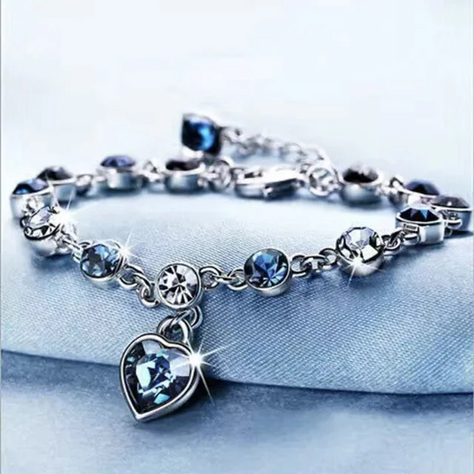 Kristallen Armband Dames – Heart of the Ocean | Blauw Swarovski-Stijl Sieraad