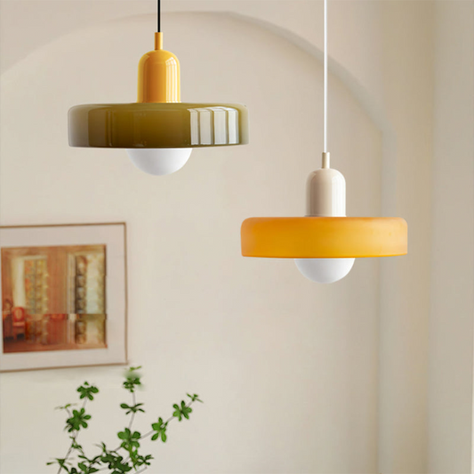 Bauhaus Hanglamp van Gekleurd Glas | Moderne Kunstzinnige Plafondlamp voor Woonkamer of Eettafel – ColorSphere