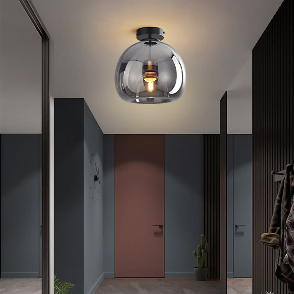 Set van 2 Moderne Koperkleurige Glazen Plafondlampen | Sfeervolle Verlichting voor Hal of Overloop – CopperGlow Duo