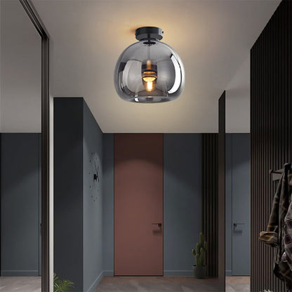 Set van 2 Moderne Koperkleurige Glazen Plafondlampen | Sfeervolle Verlichting voor Hal of Overloop – CopperGlow Duo
