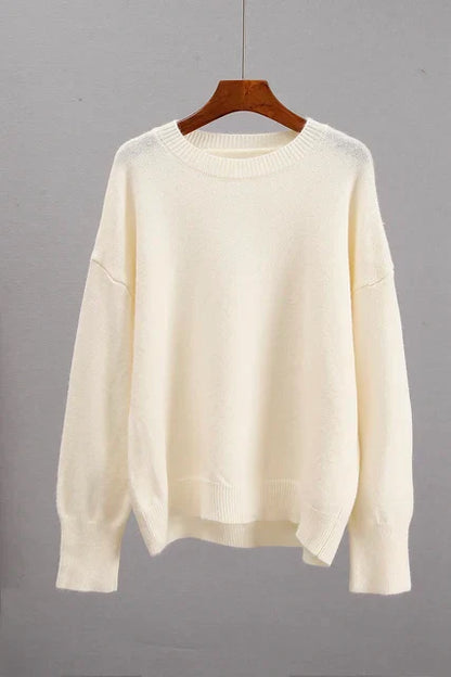 Oversized Trui Met Ronde Hals | Lange Mouwen