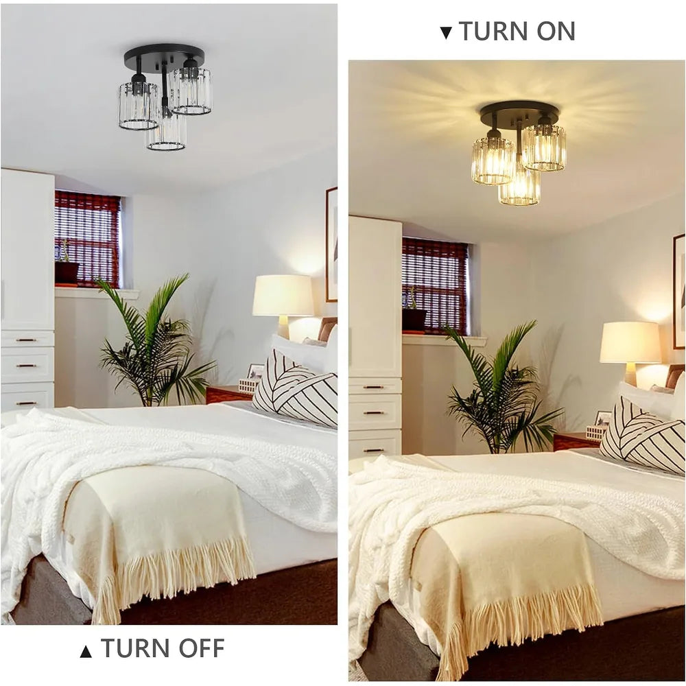 Moderne Kristallen Semi-Flush Plafondlamp | Sfeervolle LED Verlichting voor Slaapkamer – CrystalGlow Ceiling Light