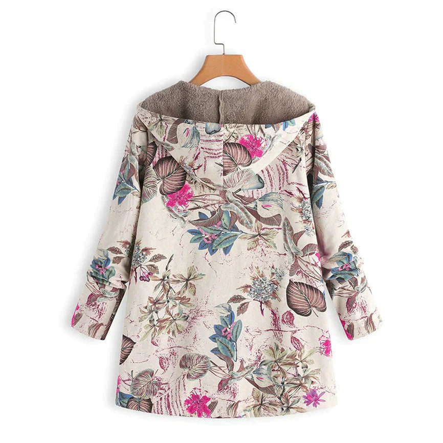 Trendy Bloemenjas Met Capuchon | Warm