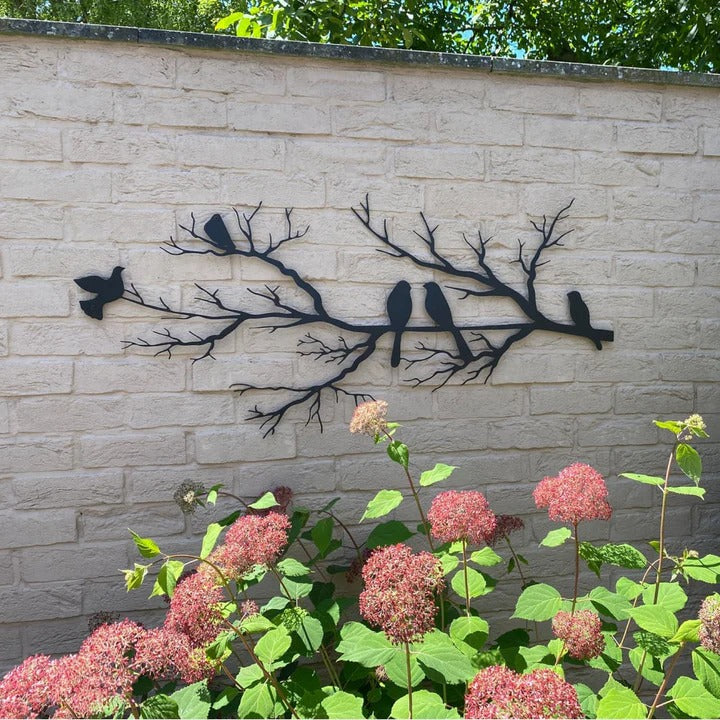 Metalen Muurdecoratie Vogels op Tak | Stijlvolle Wandkunst voor Moderne of Klassieke Interieurs – BirdBranch Wall Art