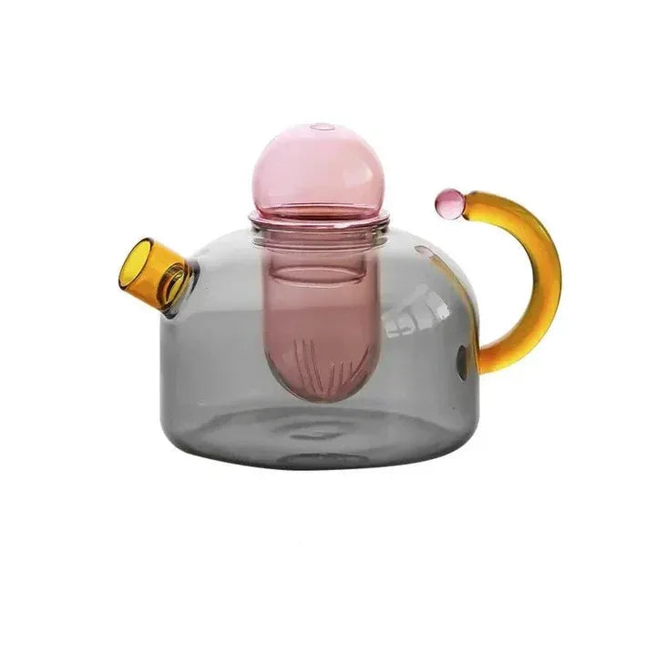 Elegante Glazen Waterketel met Mokken | Transparant Design met Contrasterende Kleuren voor Stijlvol Thee- of Koffiemoment – BrewStyle Set
