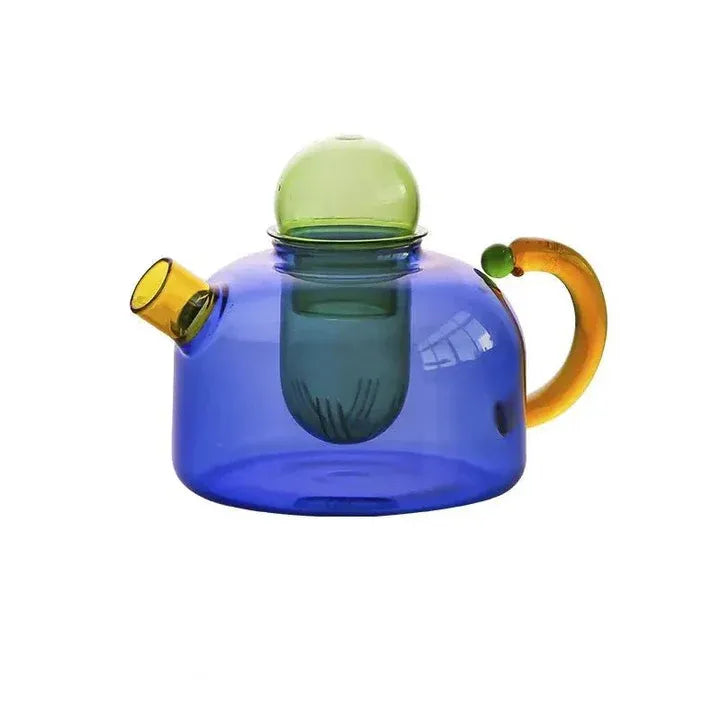 Elegante Glazen Waterketel met Mokken | Transparant Design met Contrasterende Kleuren voor Stijlvol Thee- of Koffiemoment – BrewStyle Set