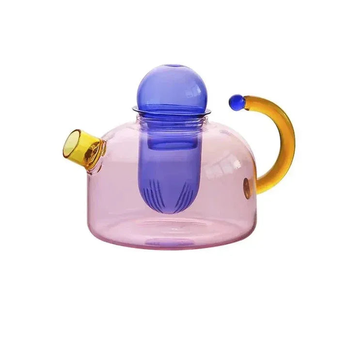 Elegante Glazen Waterketel met Mokken | Transparant Design met Contrasterende Kleuren voor Stijlvol Thee- of Koffiemoment – BrewStyle Set