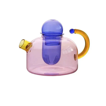 Elegante Glazen Waterketel met Mokken | Transparant Design met Contrasterende Kleuren voor Stijlvol Thee- of Koffiemoment – BrewStyle Set