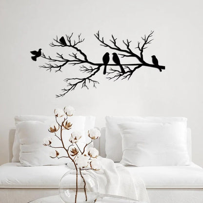 Metalen Muurdecoratie Vogels op Tak | Stijlvolle Wandkunst voor Moderne of Klassieke Interieurs – BirdBranch Wall Art