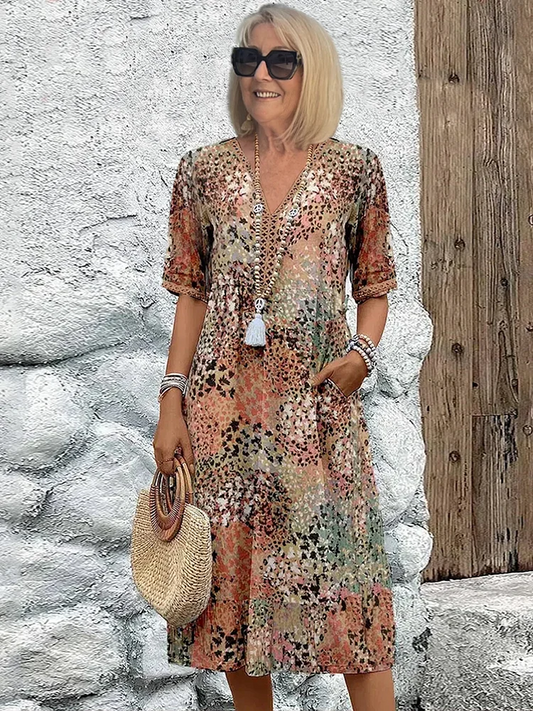 Elegante Midi Jurk met Bloemenprint – Amara