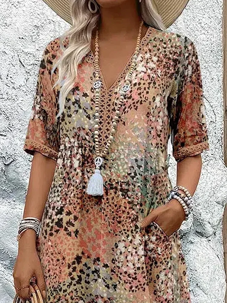 Elegante Midi Jurk met Bloemenprint – Amara