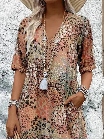 Elegante Midi Jurk met Bloemenprint – Amara