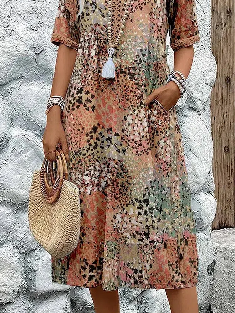 Elegante Midi Jurk met Bloemenprint – Amara