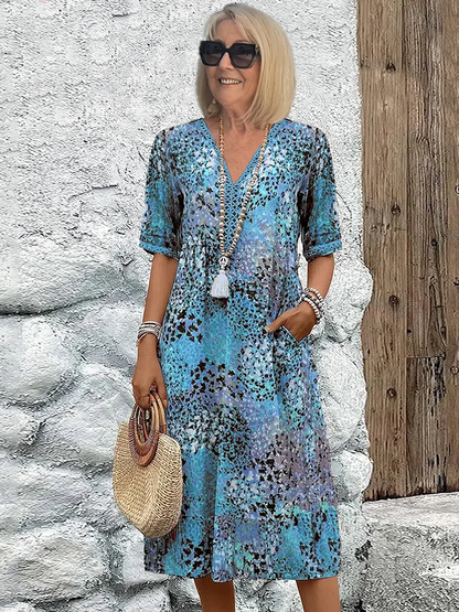 Elegante Midi Jurk met Bloemenprint – Amara