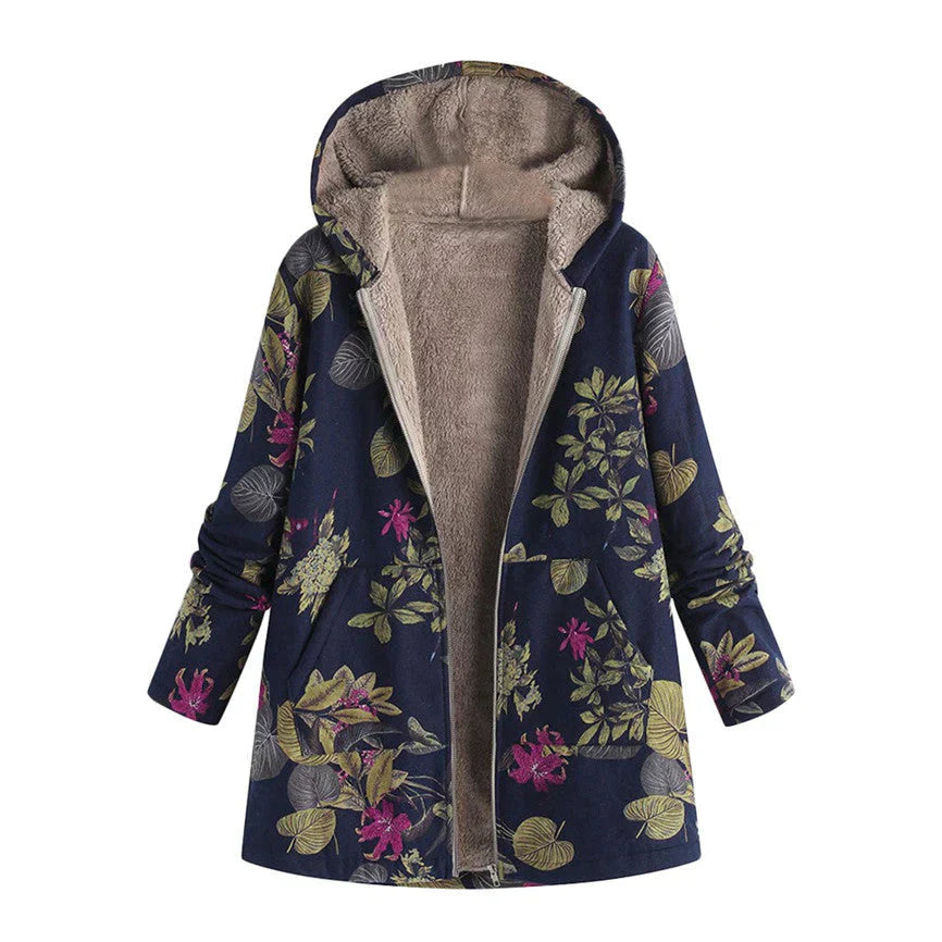 Trendy Bloemenjas Met Capuchon | Warm