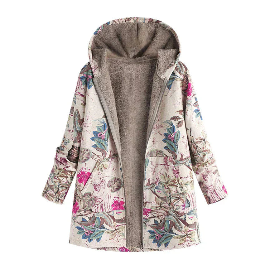 Trendy Bloemenjas Met Capuchon | Warm