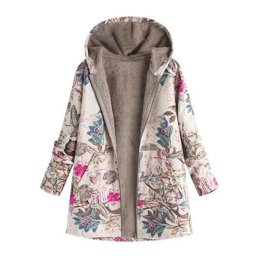 Trendy Bloemenjas Met Capuchon | Warm