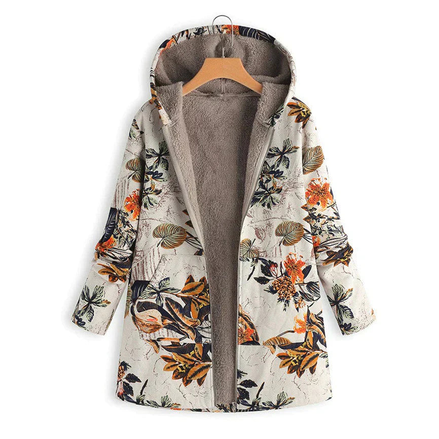 Trendy Bloemenjas Met Capuchon | Warm
