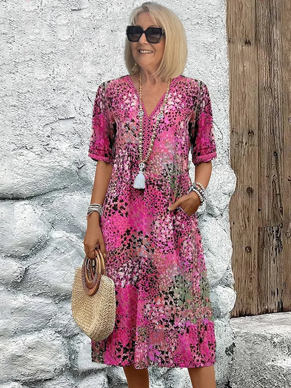 Elegante Midi Jurk met Bloemenprint – Amara