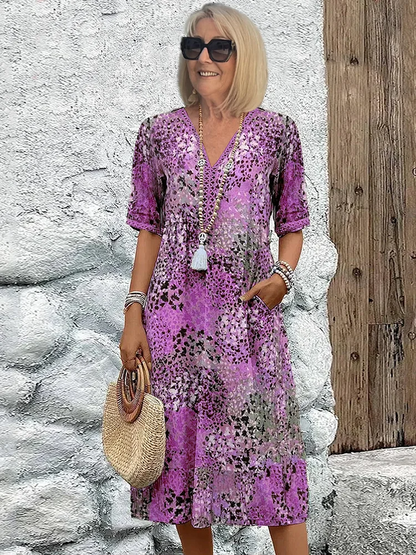 Elegante Midi Jurk met Bloemenprint – Amara