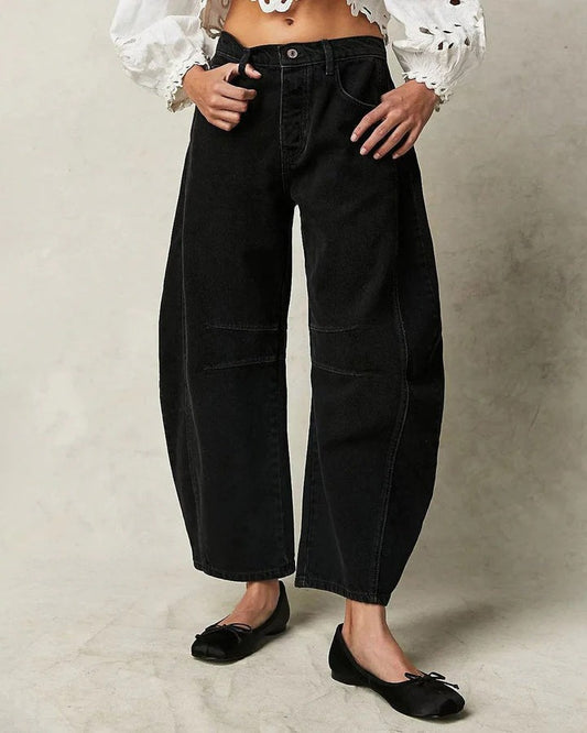 Barrel Jeans met Middelhoge Taille voor Dames – Casual & Modern Design