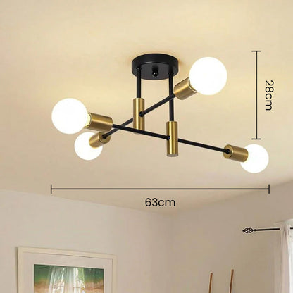 Moderne Zwarte Plafondlamp in Nordic Stijl | Minimalistisch Design voor Woonkamer of Hal – NordBlack Ceiling Light